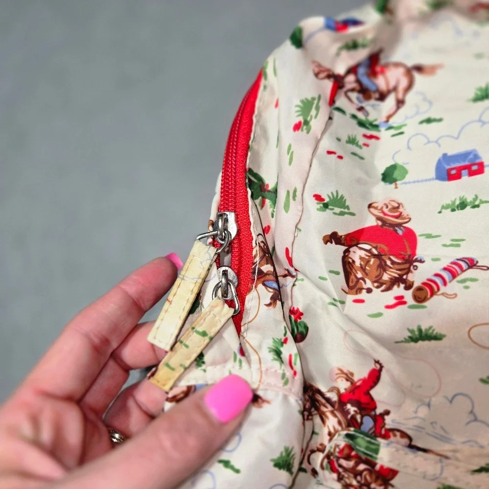 Cath Kidston Cowboy Western Print Backpack Red Cream Novelty Bag